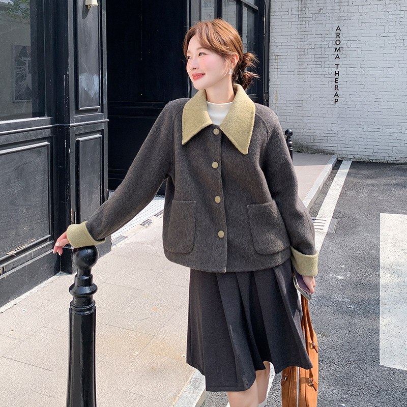 【现货】新款双面羊毛拼色外套102-921-P210-K308,女装毛呢外套,浙宝102（原188）