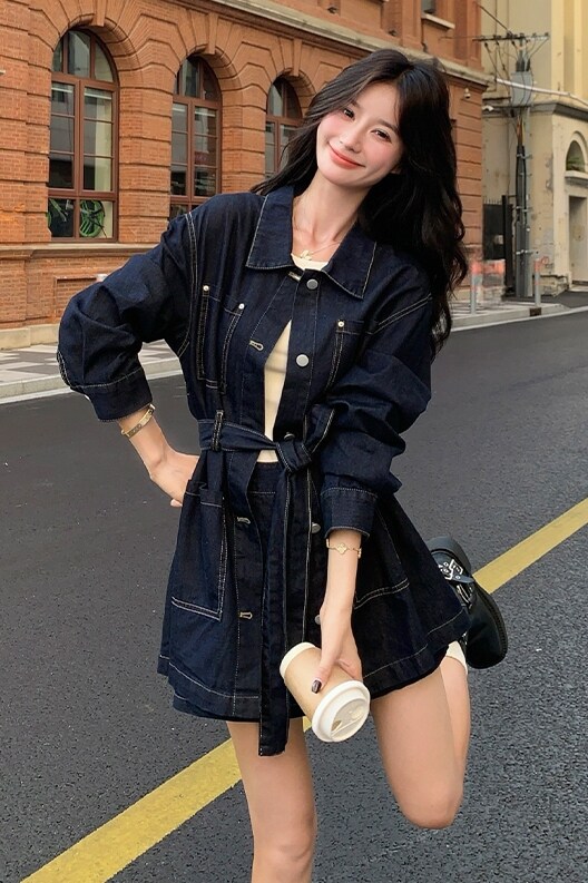 【现货】蓝色牛仔两件套套装102-807-P165-K238,女装套装/套裙,浙宝102（原188）