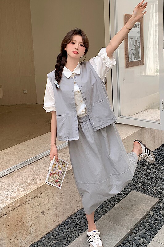 【大量现货】夏季灰蓝色三件套套装102-606-P170-K228,女装套装/套裙,浙宝102（原188）