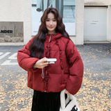 【现货】红色木耳花边90绒羽绒服102-958-P310-K468，女装羽绒服，浙宝102（原188）