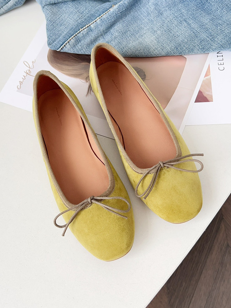 틈새 순수 오리지널 프랑스 복고풍 발레 슈즈 플랫 보우 얕은 입 싱글 슈즈 부드럽고 편안한 캐주얼 리틀 레드 슈즈