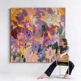 北欧紫色簇锦高格调客厅装 饰画艺术画卧室床头方形简约挂画