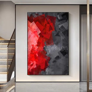 现代轻奢抽象红色艺术客厅背景墙装 饰画大气高级感侘寂风蓝色挂画
