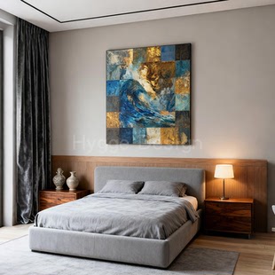 客厅卧室装 现代轻奢设计款 饰画抽象色块高档酒店会所挂画 潮涌