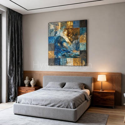 《潮涌》现代轻奢设计款客厅卧室装饰画抽象色块高档酒店会所挂画