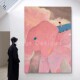 治愈系粉色大象客厅装 饰画卡通落地画多巴胺玄关挂画小众艺术壁画