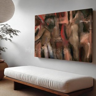 饰画卧室壁画抽象艺术感沙发背景墙挂画 侘寂风客厅装 云渡诗行