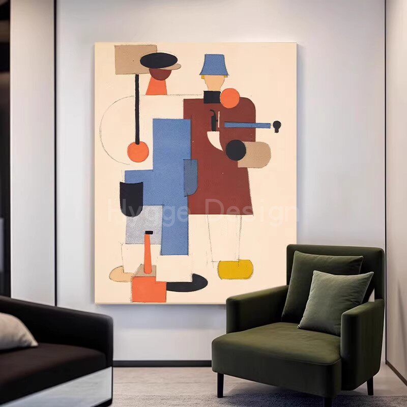 几何色块莫兰迪玄关装饰画现代简约客厅抽象人物艺术挂画书房壁画