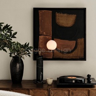 中古侘寂风客厅装 玄关入户门暗夜抽象餐厅挂画 饰画小众民宿日式