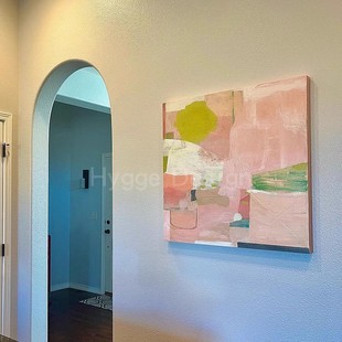 饰画暖色系抽象走廊餐厅写意侘寂风挂画 多巴胺抽象色块装 渲情