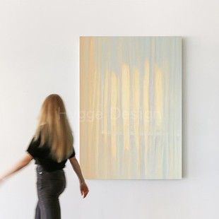 暖光之影小众艺术朦胧竖条光影客厅装 饰画玄抽象关卧室高级感挂画