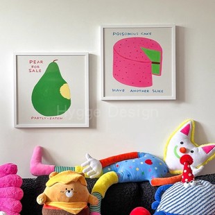 彩色趣味餐厅墙壁挂画多巴胺客厅装 饰画小众艺术家居饭厅餐桌