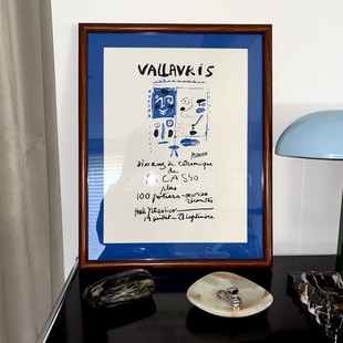 蓝色毕加索文艺中古海报装 饰画卧室走廊客厅包豪斯氛围感玄关挂画