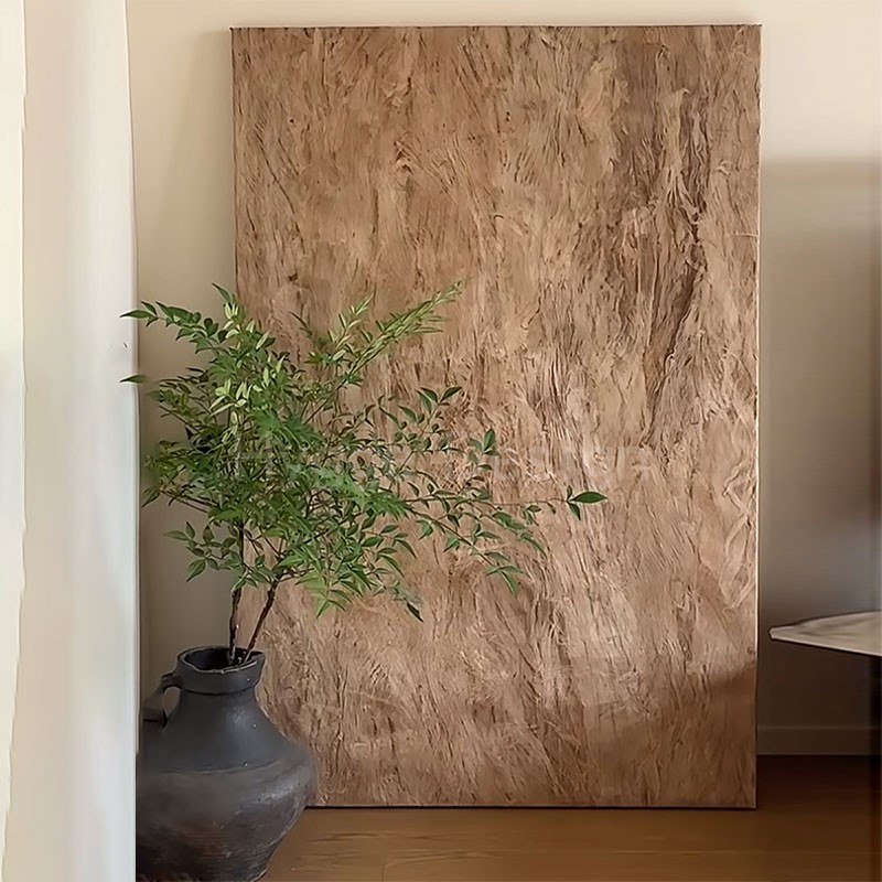 中古风仿树皮装饰画客厅侘寂风餐厅壁画卧室床头民宿艺术复古挂画