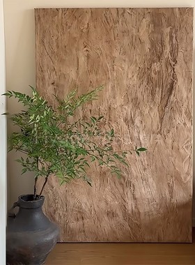 中古风仿树皮装饰画客厅侘寂风餐厅壁画卧室床头民宿艺术复古挂画