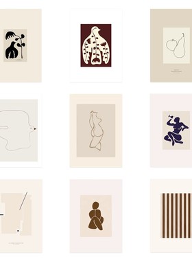 丹麦设计Mie & Him奶油风极简抽象艺术北欧客厅卧室餐厅装饰画