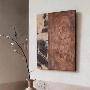 饰画卧室挂画玄关壁画 侘寂风抽象艺术高级小众客厅装 素褐寂痕