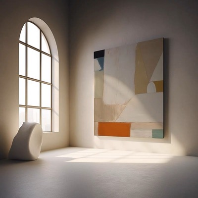 高清喷绘画奶油色玄关餐厅装饰画挂画现代简约法式客厅抽象落地画