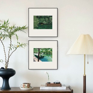 现代简约包豪斯绿色风景客厅装 艺术样板间组合玄关挂画 饰画轻法式