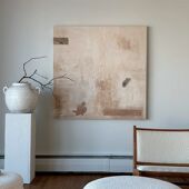 侘寂中古风正方形浅色抽象小众玄关装 无框画 饰画民宿酒店挂画