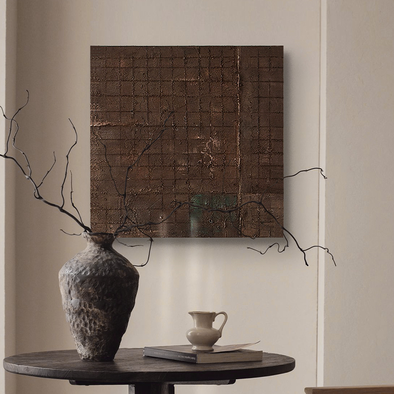 2024新款小众简约餐厅挂画复古装饰画侘寂风壁画中古风客厅美拉德图片