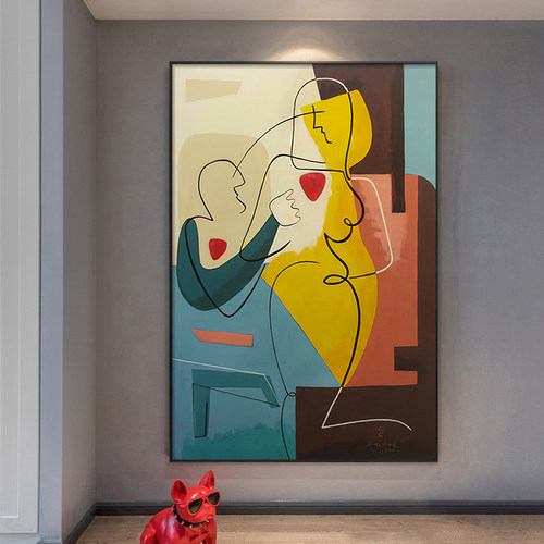 永恒之心毕加索玄关装饰画抽象油画客厅餐厅卧室侘寂挂画艺术名画