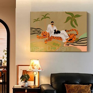 中古风法式 饰画现代小众艺术抽象人物包豪斯电表箱挂画 复古客厅装