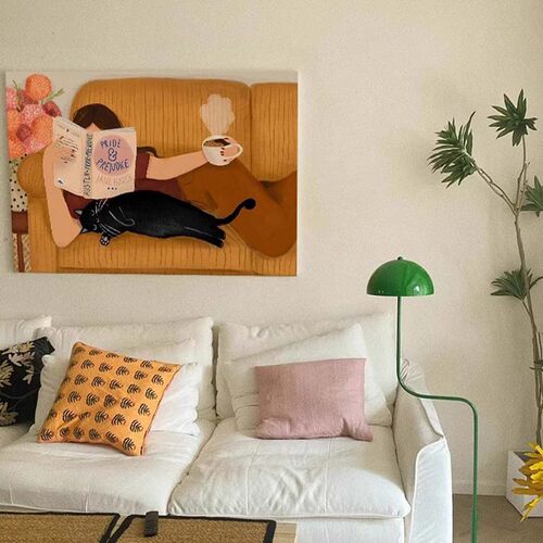 美式中古风慵懒少女客厅装饰画卧室温馨抽象人物挂画民宿餐厅摆画