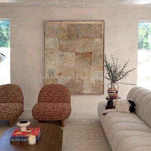 侘寂风抽象黑灰白客厅背景墙装 饰画小众高级感酒店民宿玄关壁挂画