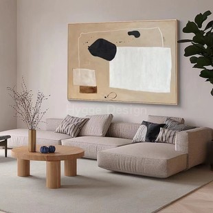 日式 饰画抽象极简客厅创意原木风沙发背景墙卧室床头画 侘寂风装