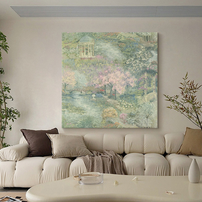 法式抽象莫奈花园客厅复古艺术装饰画玄关沙发背景墙挂画风景壁画