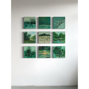 绿色中古风客厅装 饰画小清新餐厅卧室小幅组合壁画电表箱遮挡挂画