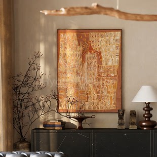 中古风装 法式 饰画客厅沙发民宿酒店侘寂风小众树皮画 时光暖影