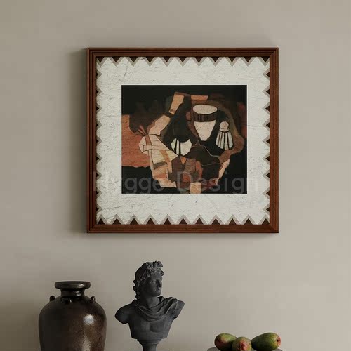 中古风实木装饰画复古海派风墙面卧室挂画民俗艺术沙发背景墙壁画