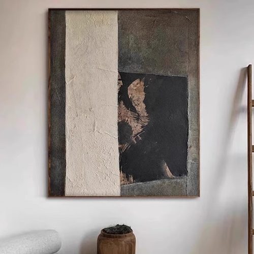 侘寂风《慈泽》挂画客厅艺术背景墙壁高端抽象玄关肌理感装饰壁画