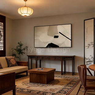 极简黑白灰客厅装 民宿酒店挂画 饰画抽象沙发背景墙挂画横版