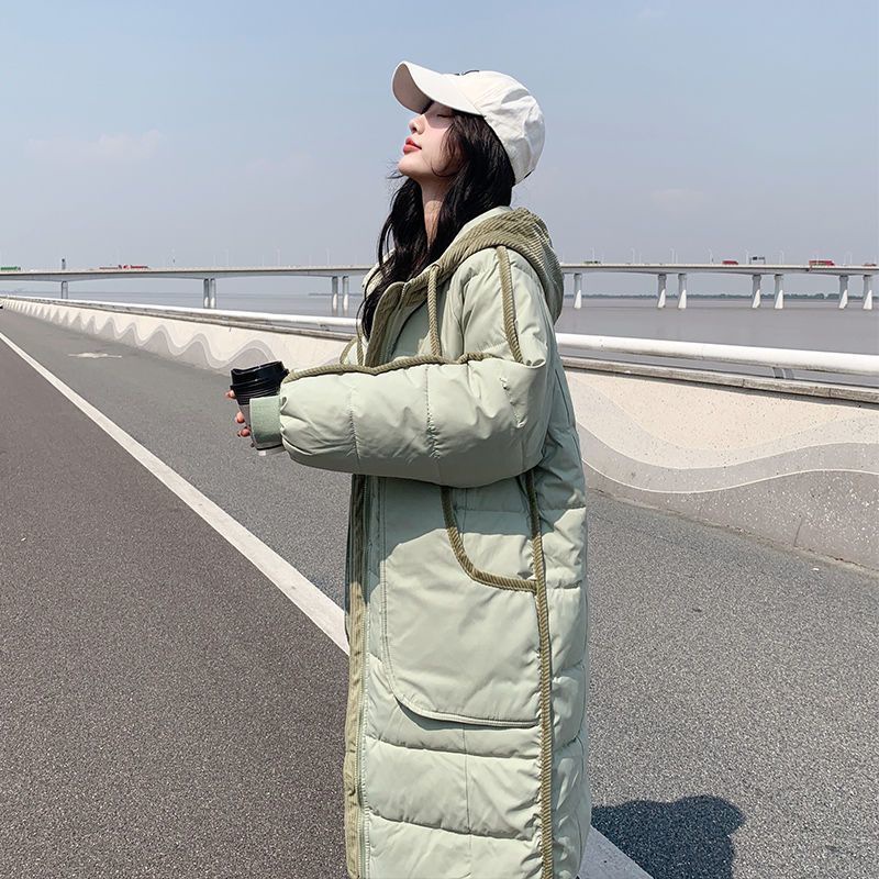 外贸羽绒棉服女冬季2025新款韩版宽松小个子加厚中长款过膝棉袄女