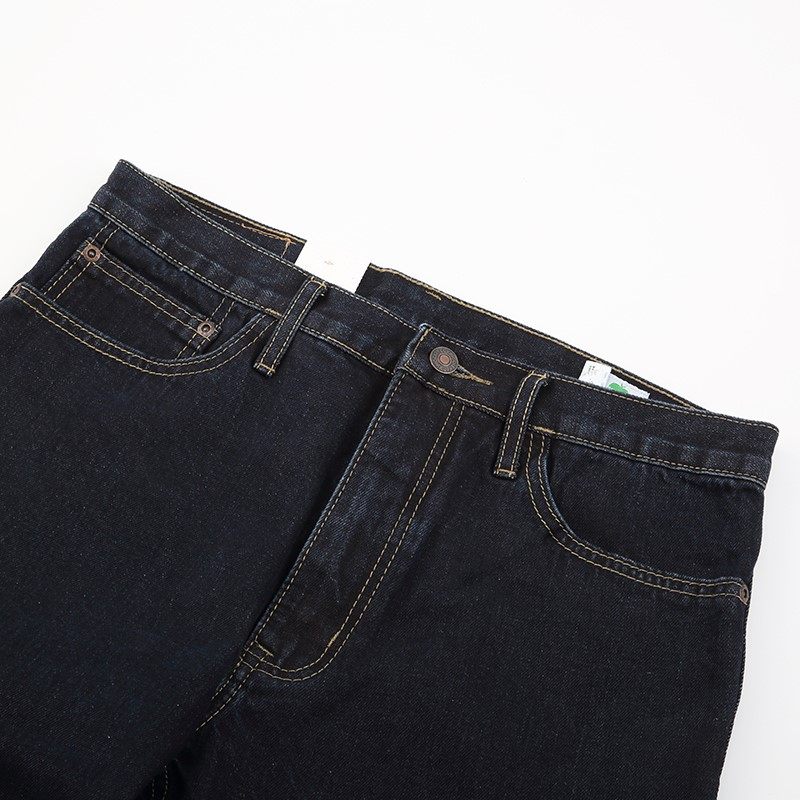 正品texwood苹果牛仔裤男厚款秋冬中腰宽松直筒纯棉德仕活男裤黑