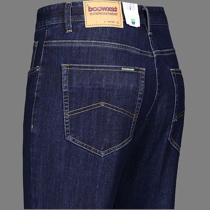 美国苹果牛仔裤男宽松直筒高腰深裆黑色裤子秋冬商务新款弹力男裤