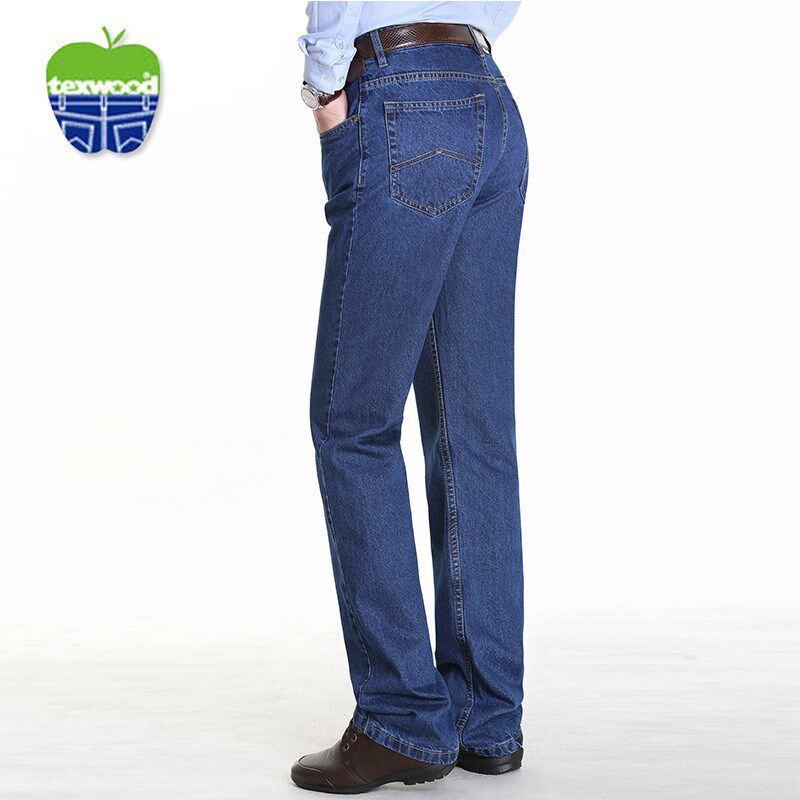 新款苹果牛仔裤男士正品春款常规经典纯棉中年高腰直筒宽松中老年