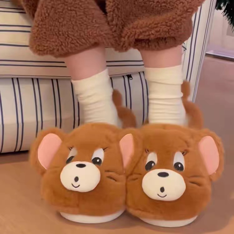 【售完无补】AFGH正版猫和老鼠Tom抱抱拖鞋居家防滑厚底毛毛拖