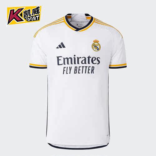 Adidas/阿迪达斯正品皇马球员版主场足球男子运动短袖IA5139