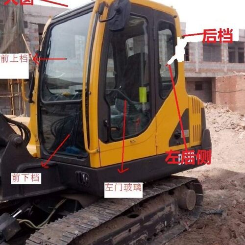 Volvo55B 60D挖土机玻璃前档风上下车门后侧右推拉天窗钢化玻璃