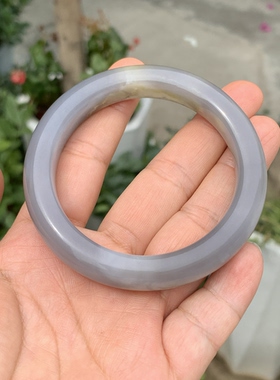 如意玉都-和田玉烟紫手镯局部有飘绵有天然纹路圈口：56mm玉镯