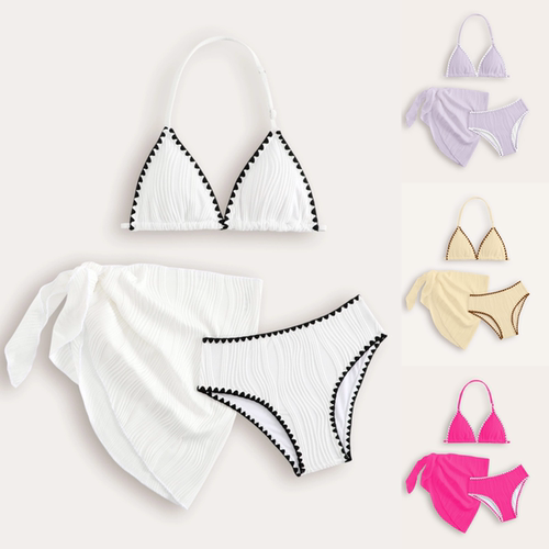 Kids Bikini女童泳衣高级感分体泳衣外贸中大童比基尼泳装沙滩裙