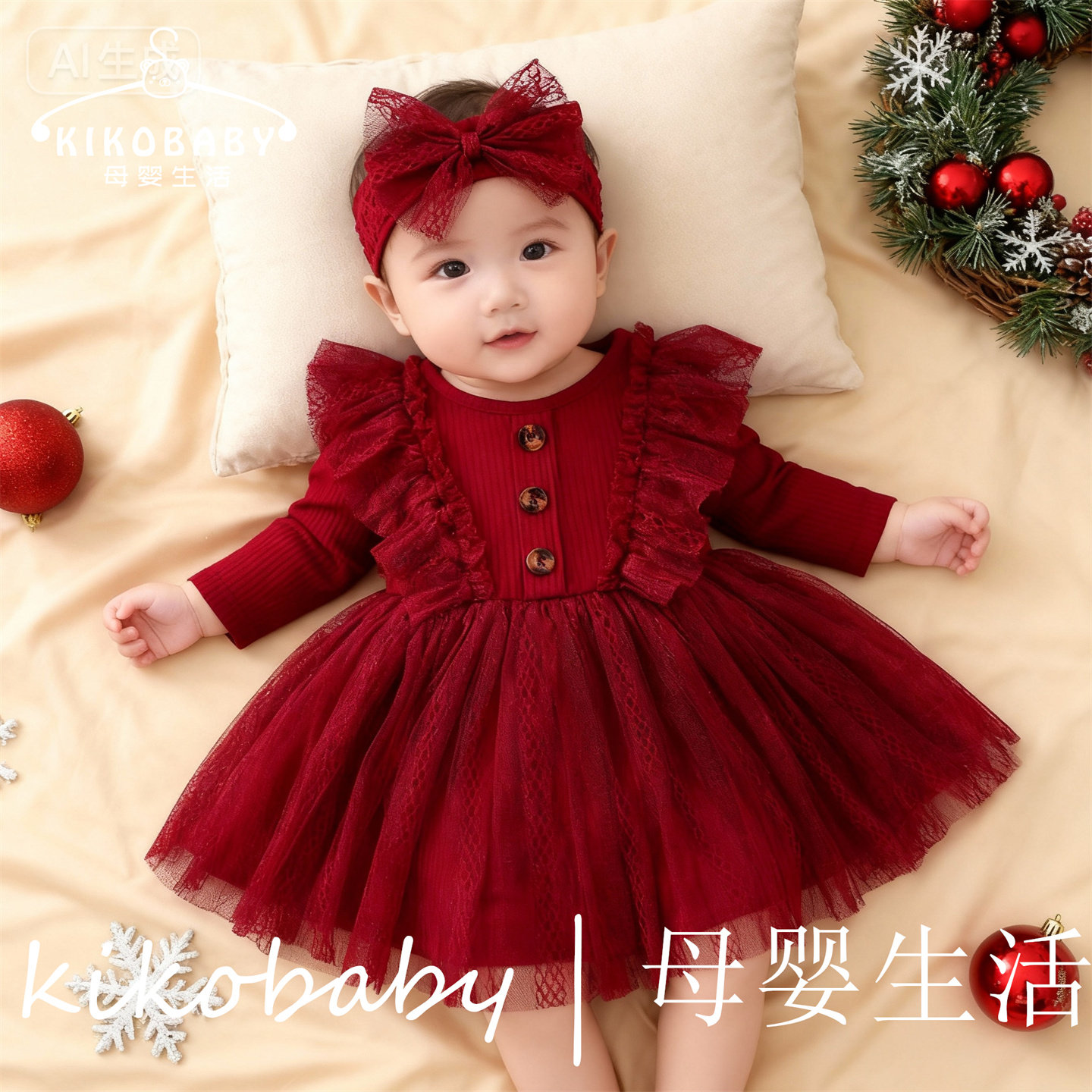 女婴哈衣裙红色外贸童装爆款婴童秋装网纱蓬蓬裙春秋婴儿ins网红