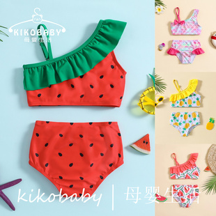 两件套西瓜草莓分体式 荷叶边泳装 泳衣 SWIMWEAR女童夏季 KIKOBABY
