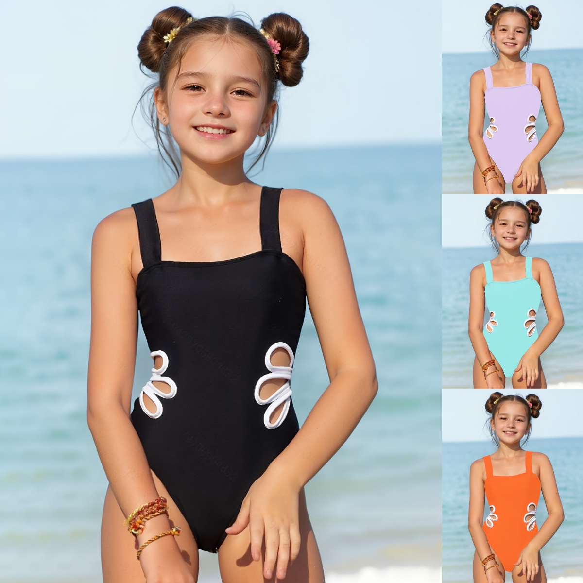 Girl Swimsuit女童泳衣连体儿童泳装保守时尚外贸跨境欧美泳衣ins