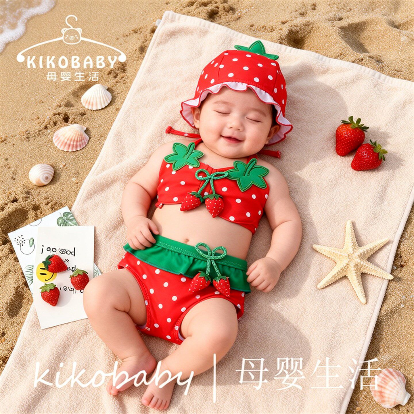 BABY SWIMSUIT儿童泳衣婴幼儿可爱草莓菠萝分体比基尼沙滩泳装ins