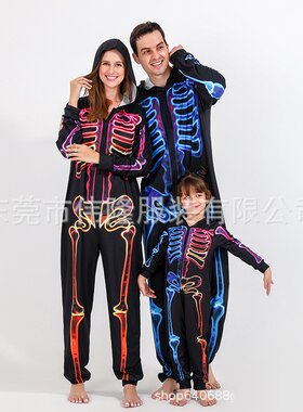 HALLOWEEN PAJAMAS亲子骷髅睡衣套装宝宝男童女童 女装男装万圣节